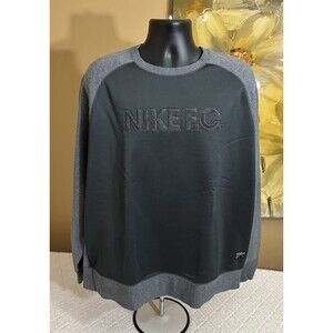 Nike F.C. 1994 Soccer Embroidered Gray/Black Crew Neck Sweatshirt Men’s Size 2XL